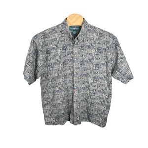 Big Dogs Men’s Blue White Button Up Hawaiian‎ Casual Camp Shirt Size 3X